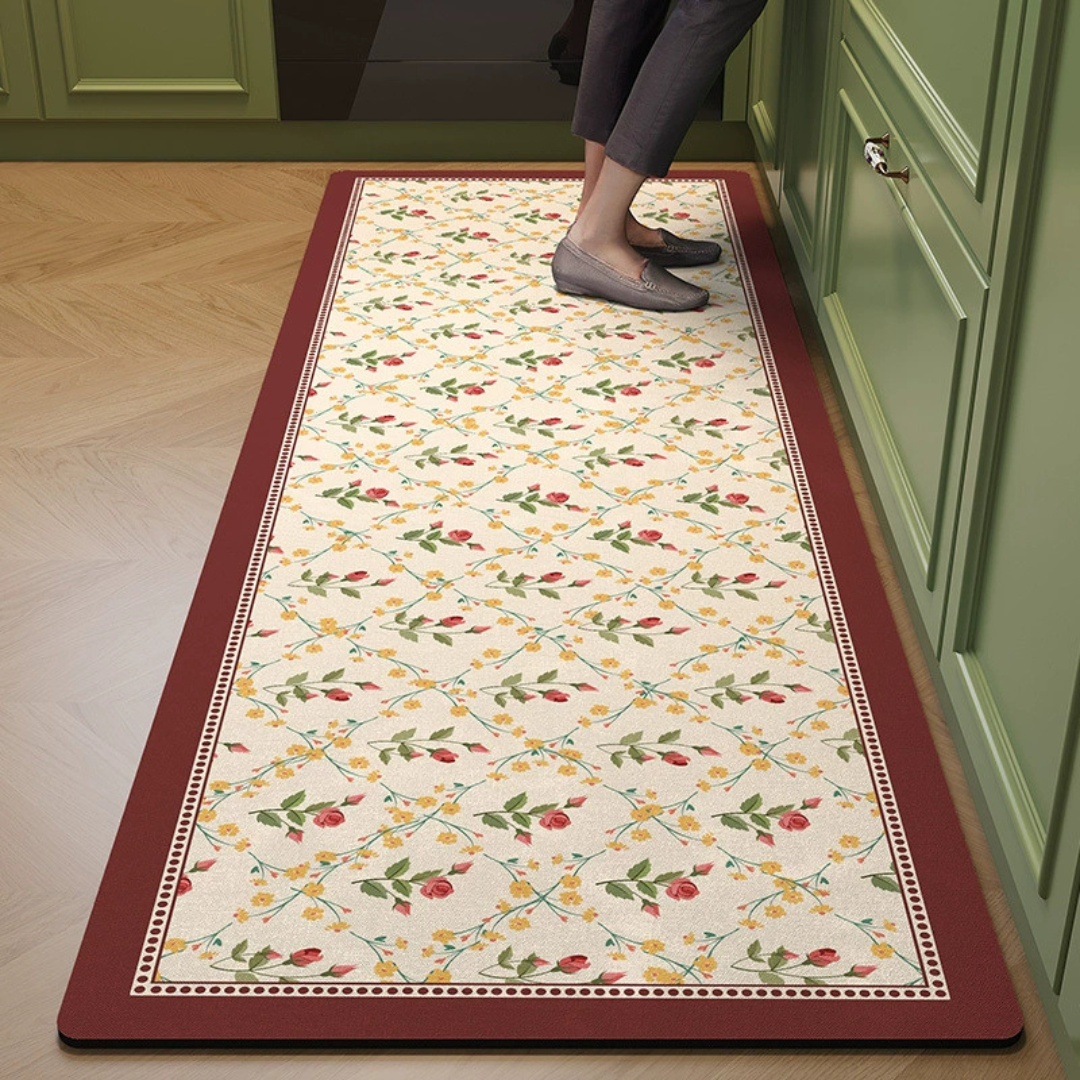 American Floral Design Diatomaceous Earth Kitchen Runner Rug - 45x150cm