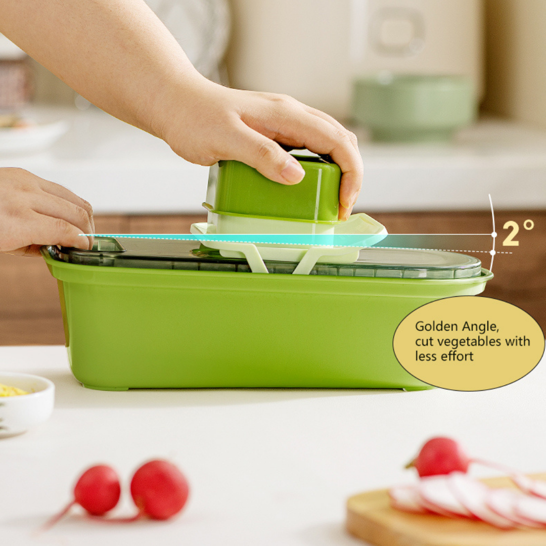 Multifunctional Vegetable Cutter Slicer Shredder Basket with 6 Interchangeable Blades