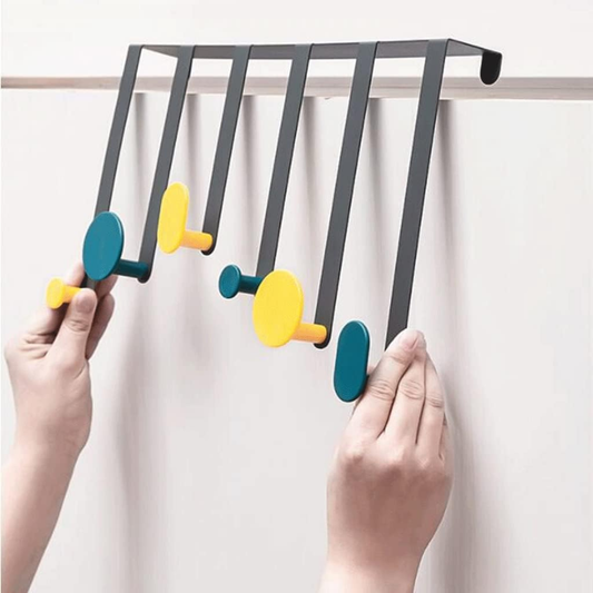 6 - Hooks Stainless Steel Door Hook Organizer Rack