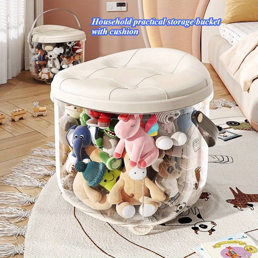 Transparent Multipurpose Storage Stool – 33cm Strong Build Design