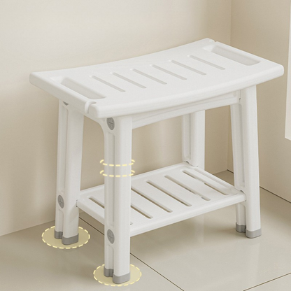 Ergonomic Design Bathroom Shower Stool Waterproof with Storage Shelf