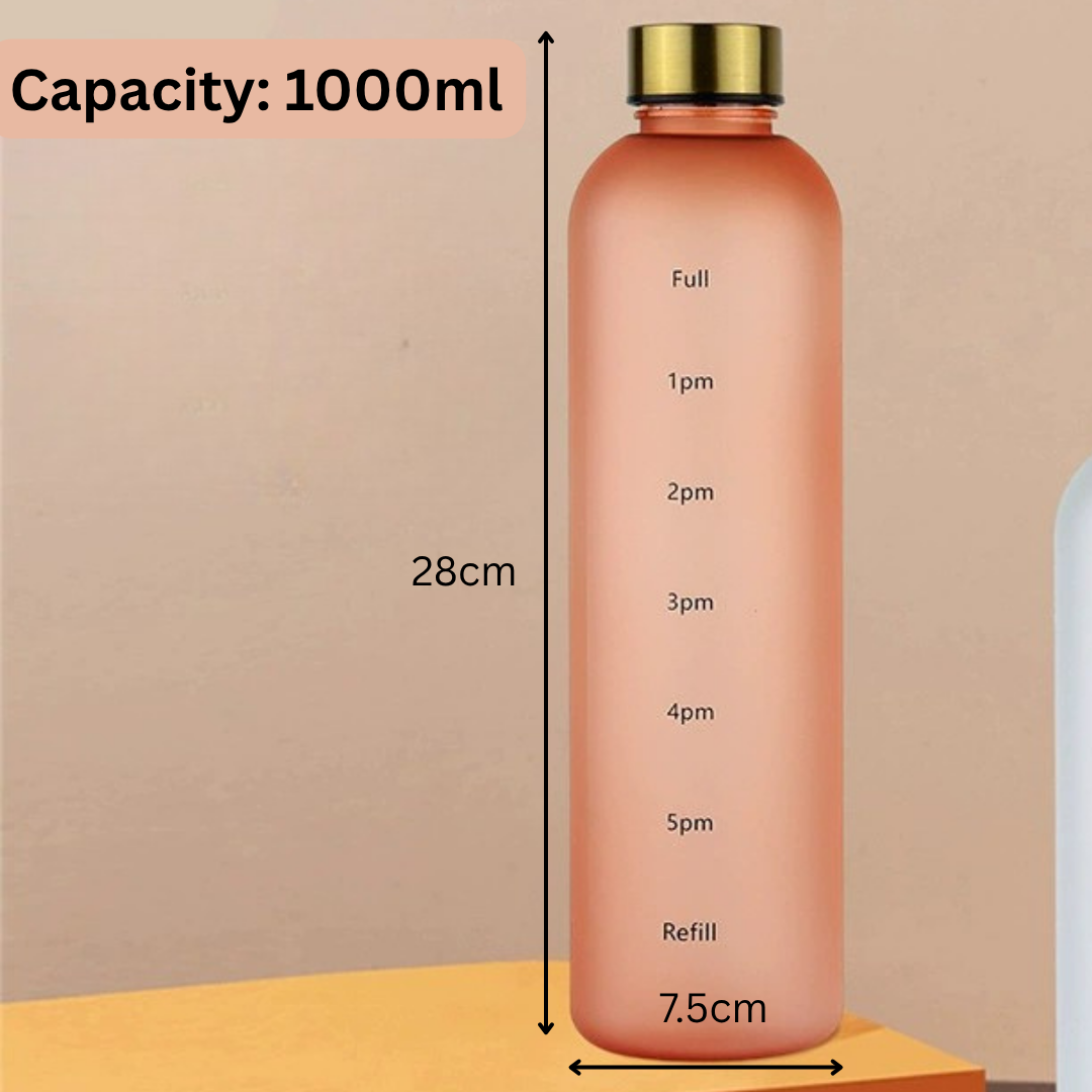 Motivational Water Bottle with Time Marker Leakproof - 1000ml Capacity