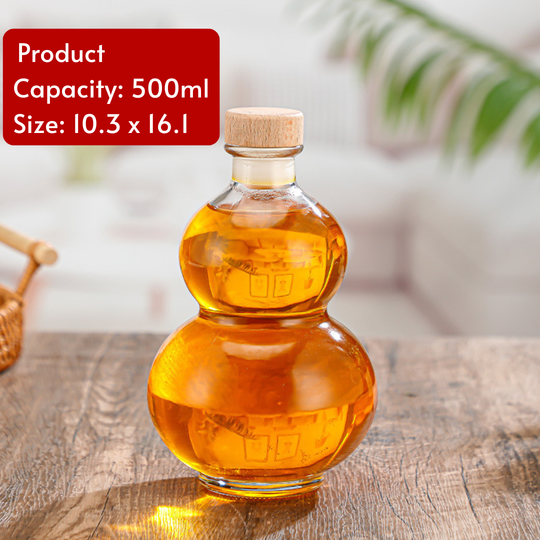 Elegant Glass Whiskey Decanter Gourd Shape Design Bottle