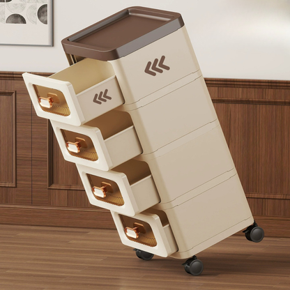 Multi Layer Smooth Drawers Storage Cabinet - 360 Degree Wheels
