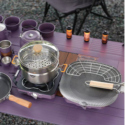 Multi-Use Stainless Steel Square Honeycomb Grill Pan with Oil Filter Tray