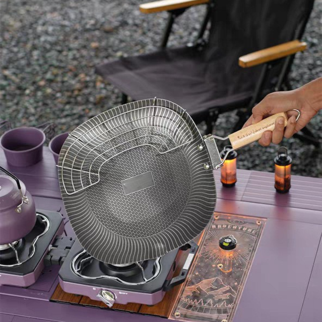 Multi-Use Stainless Steel Square Honeycomb Grill Pan with Oil Filter Tray