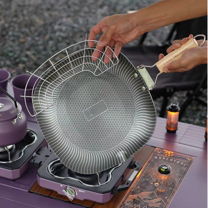 Multi-Use Stainless Steel Square Honeycomb Grill Pan with Oil Filter Tray