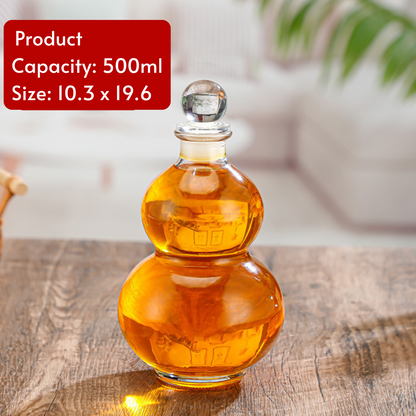 Elegant Glass Whiskey Decanter Gourd Shape Design Bottle
