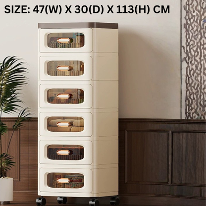 Multi Layer Smooth Drawers Storage Cabinet - 360 Degree Wheels