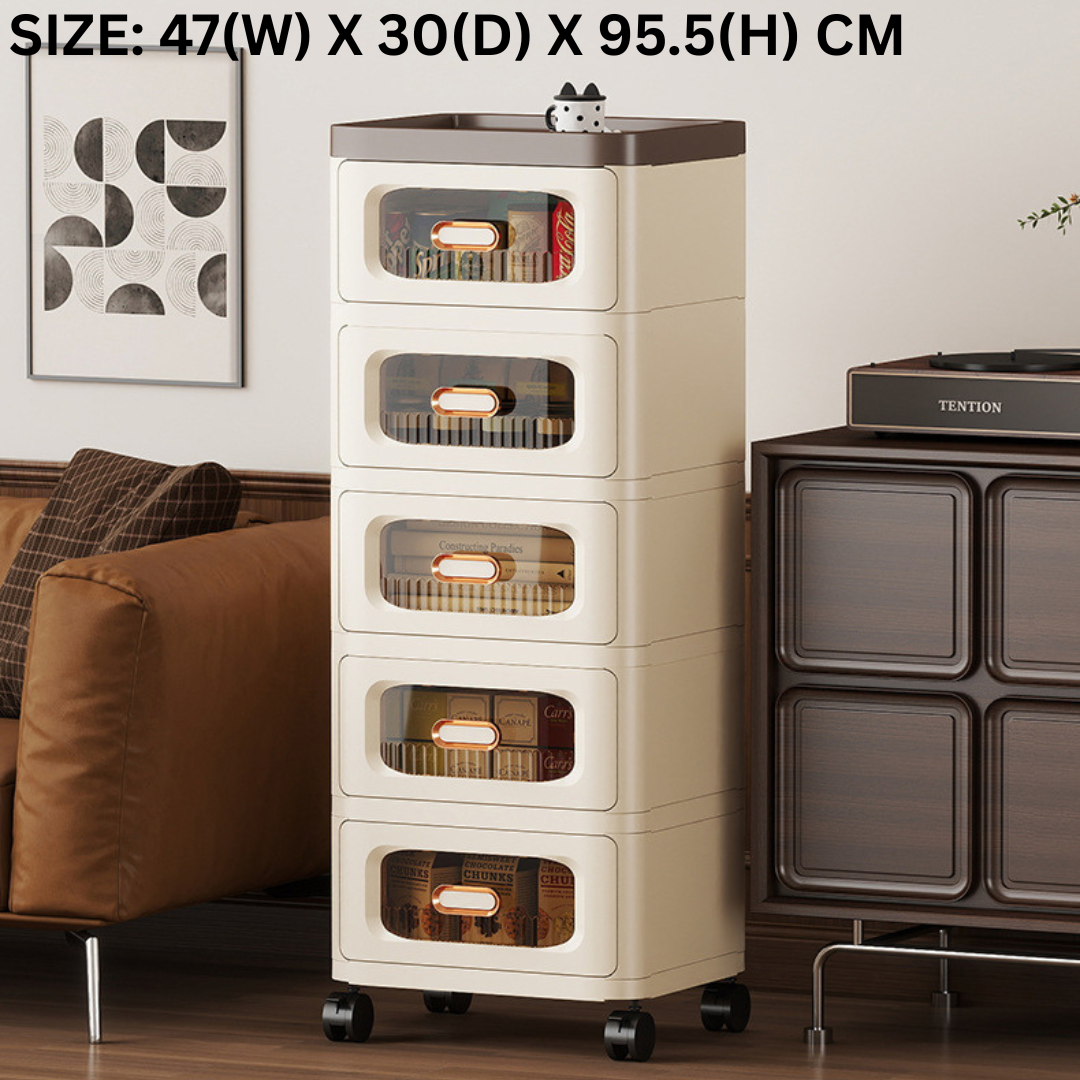 Multi Layer Smooth Drawers Storage Cabinet - 360 Degree Wheels