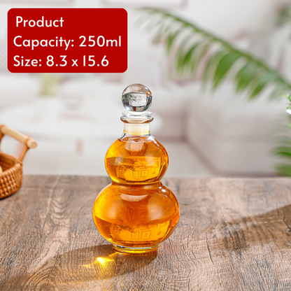 Elegant Glass Whiskey Decanter Gourd Shape Design Bottle