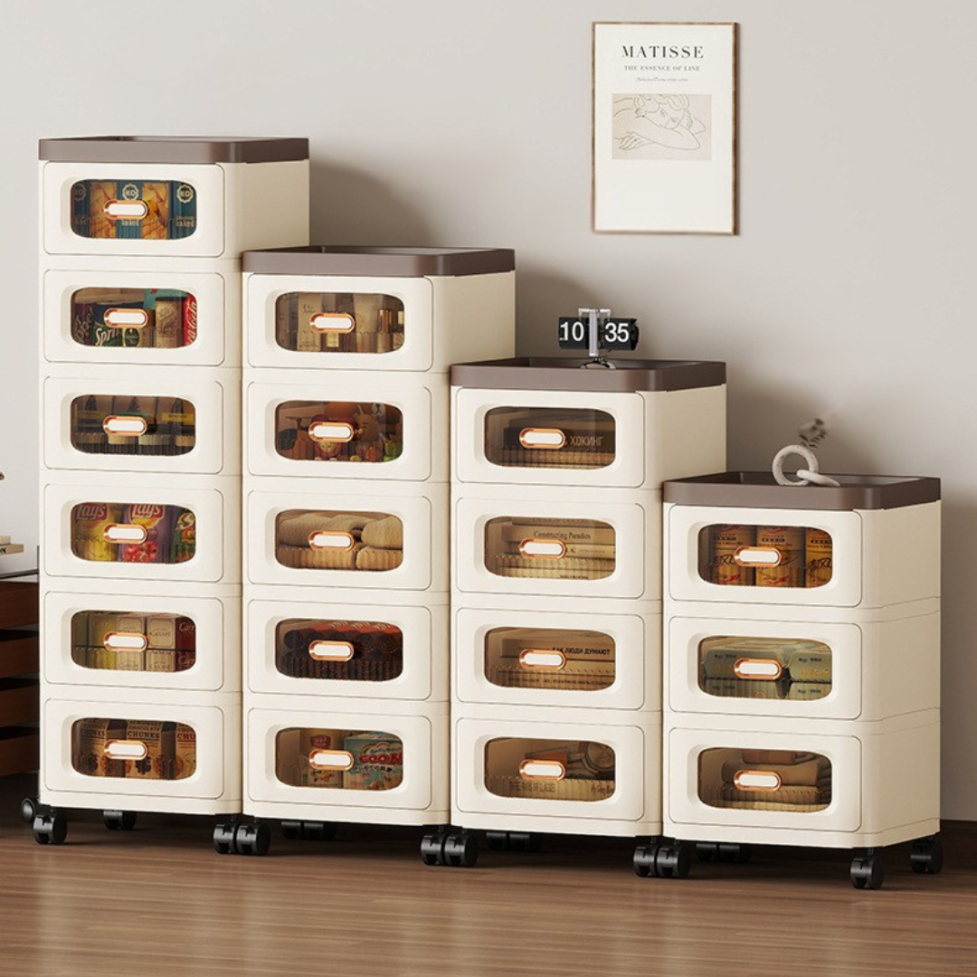 Multi Layer Smooth Drawers Storage Cabinet - 360 Degree Wheels