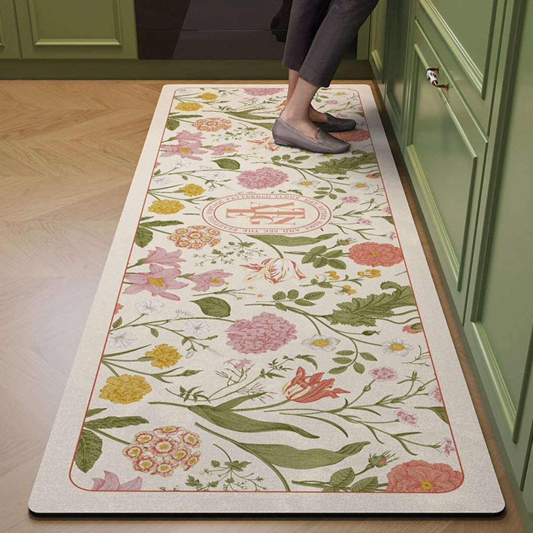 American Floral Design Diatomaceous Earth Kitchen Runner Rug - 45x150cm