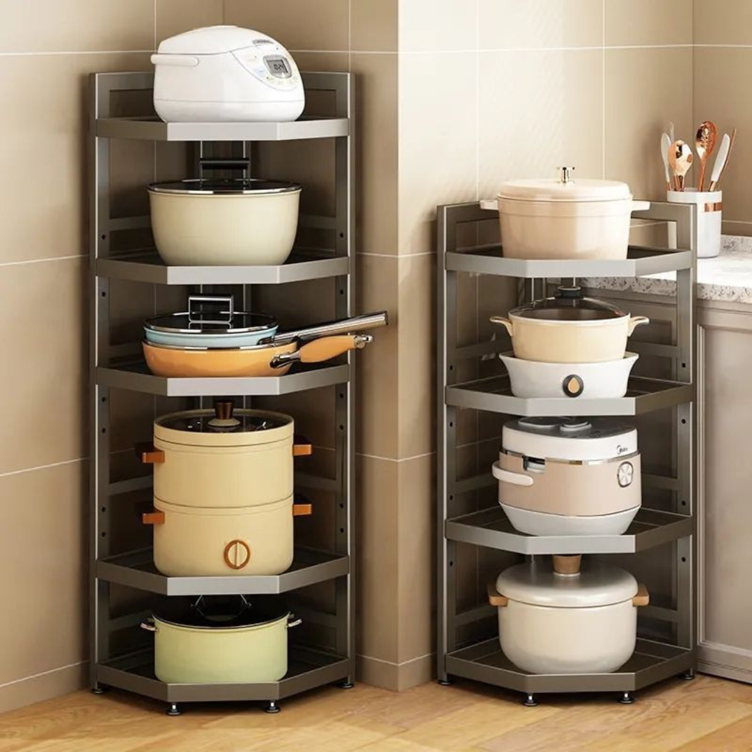 Elegant Corner Adjustable Layer Height Storage Rack
