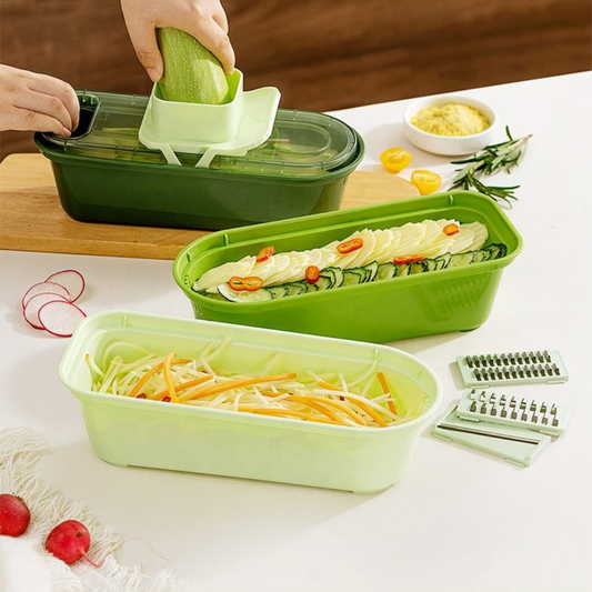 Multifunctional Vegetable Cutter Slicer Shredder Basket with 6 Interchangeable Blades