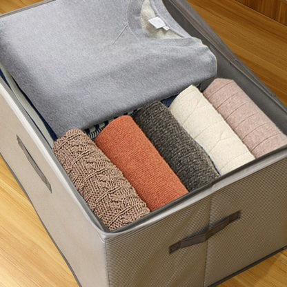 Multi-Purpose Foldable Covered Clothing Storage Box with Smooth Zipper & Reinforced Handles