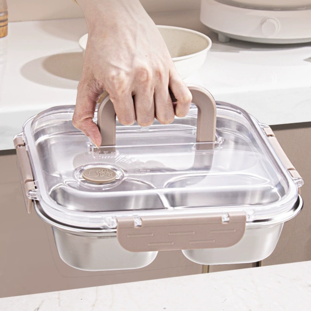 Multi Compartment Stainless Steel Airtight Lunch Box with Lid
