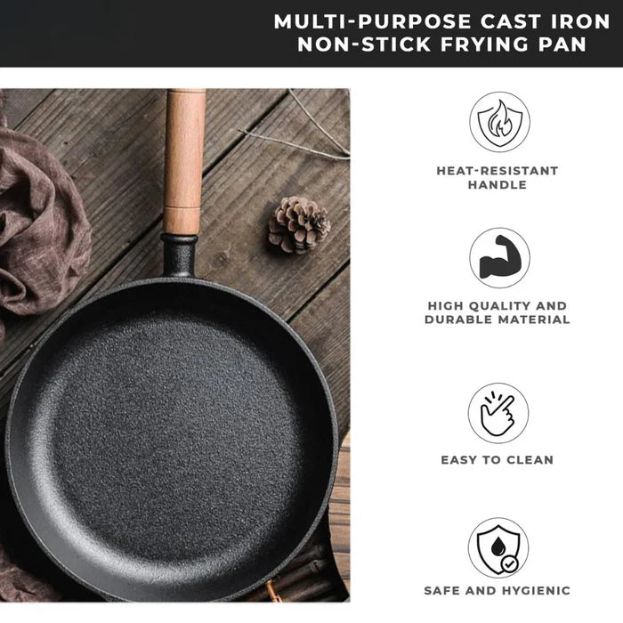 Homero Premium Non-Stick Cast Iron Fry Pan with Glass Lid 22cm Design