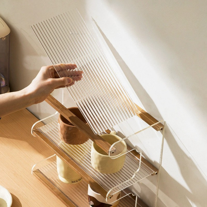 Elegant 4 Tier Versatile Usage Acrylic Wood Desktop Storage Shelf