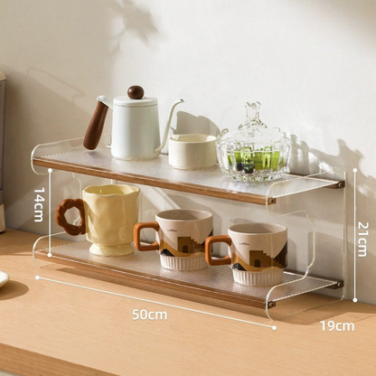 Elegant 4 Tier Versatile Usage Acrylic Wood Desktop Storage Shelf