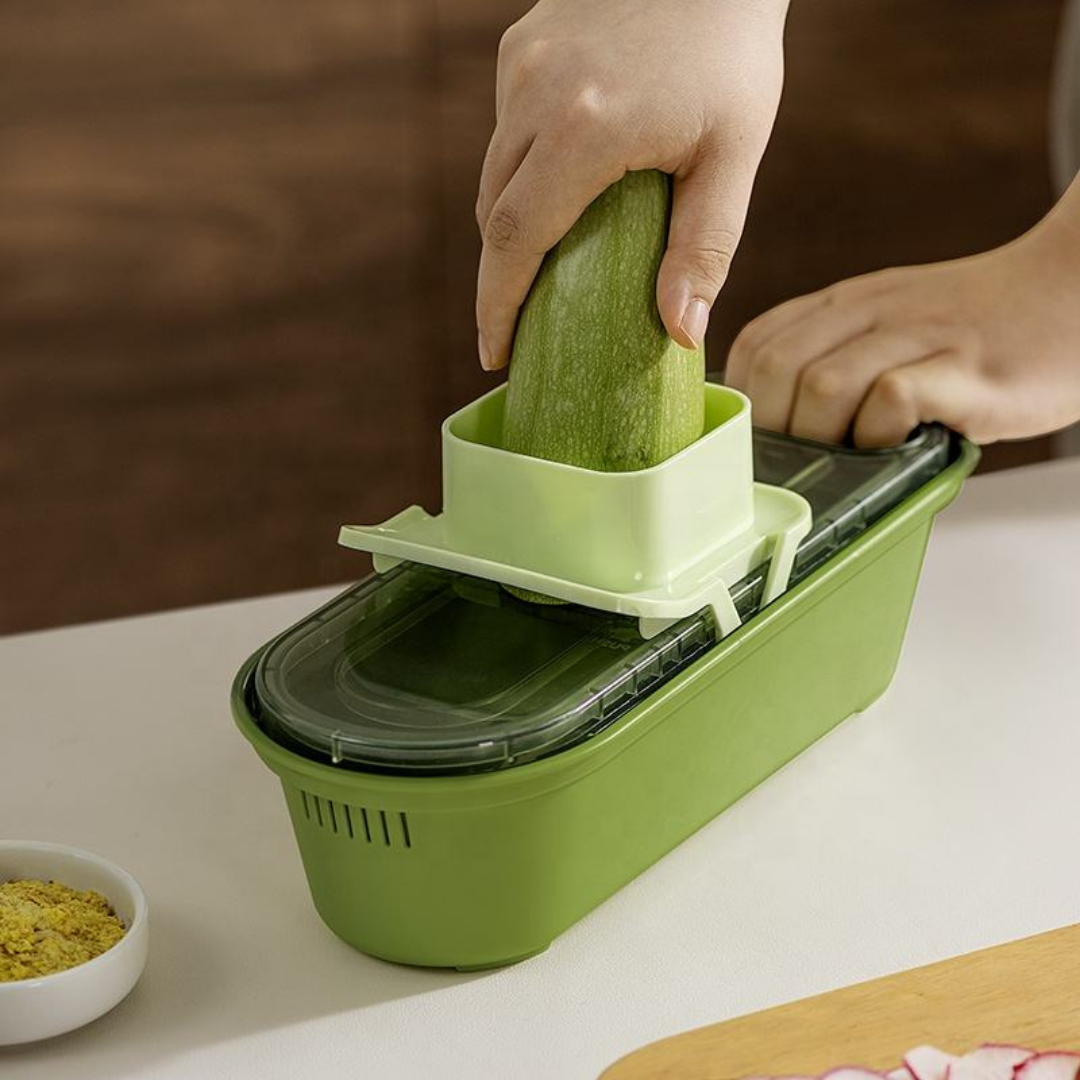 Multifunctional Vegetable Cutter Slicer Shredder Basket with 6 Interchangeable Blades