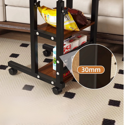 Adjustable Height Smooth Mobility Side Table with Lockable Wheels