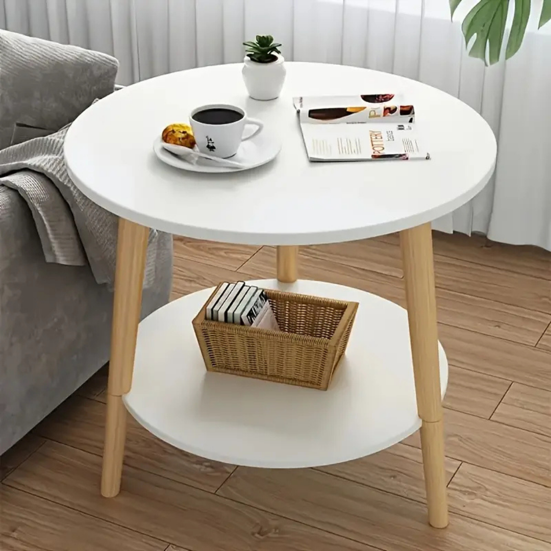 Nordic Elegant Double Layer Wooden Coffee Table