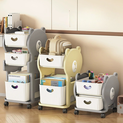 Multi-Purpose Kids Movable Toy Storage Organizer Cart with 360° Universal Caster Wheels