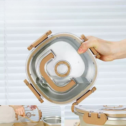 Stainless Steel Leak-Proof Locking Lids Food Storage Container Set with Timer (Set of 3)