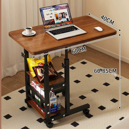 Adjustable Height Smooth Mobility Side Table with Lockable Wheels