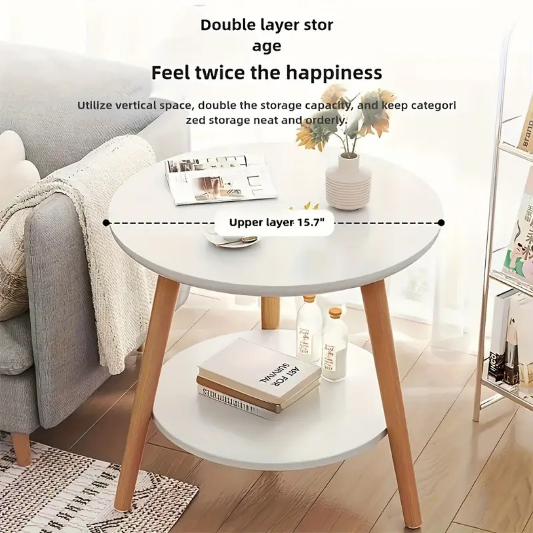 Nordic Elegant Double Layer Wooden Coffee Table