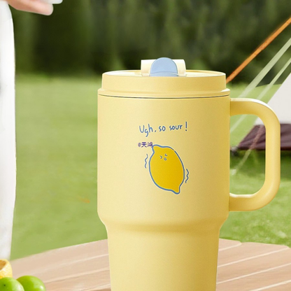 Premium Ceramic Steel Dual-Sip Insulated Cup - 680mL