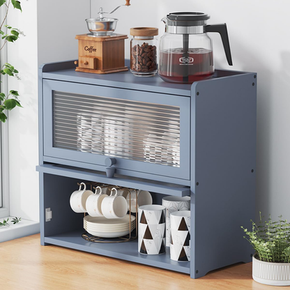 Double Layer Modern Acrylic Door Bamboo Storage Cabinet