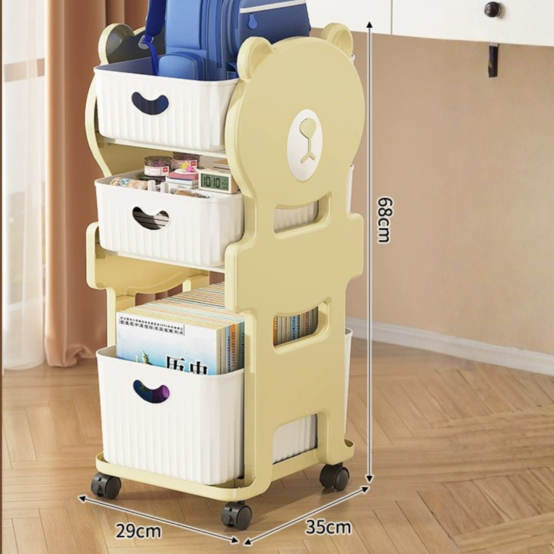 Multi-Purpose Kids Movable Toy Storage Organizer Cart with 360° Universal Caster Wheels