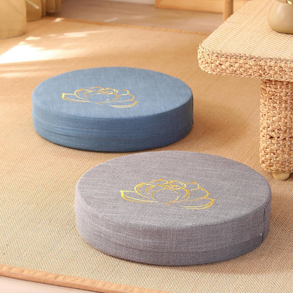 Premium Soft Round Linen Fabric Seat Cushion