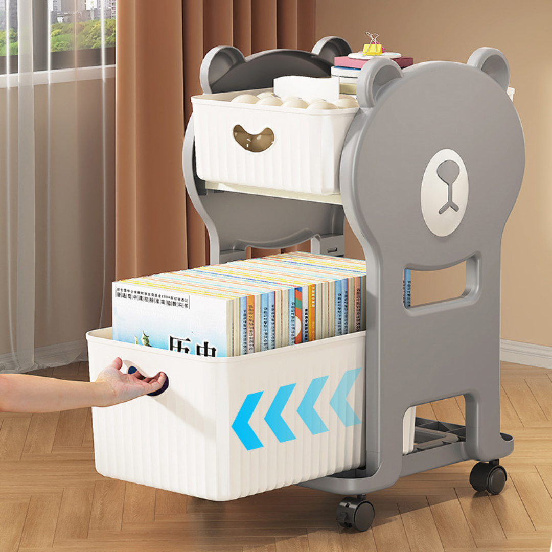 Multi-Purpose Kids Movable Toy Storage Organizer Cart with 360° Universal Caster Wheels