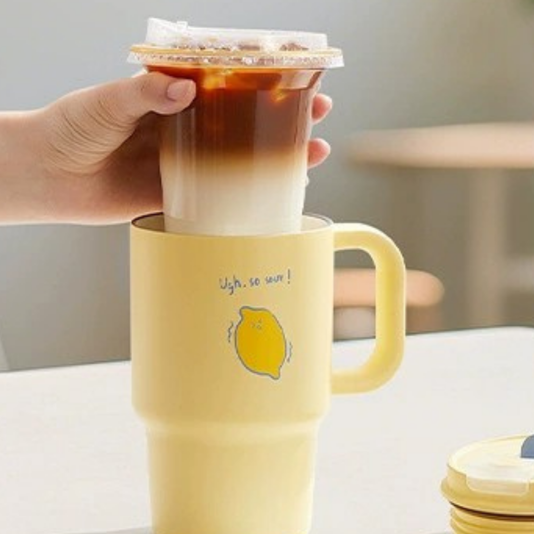 Premium Ceramic Steel Dual-Sip Insulated Cup - 680mL