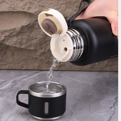 Premium Stainless Steel Thermo Vacuum Flask Bottle 800ML Insulated Cup (Black)