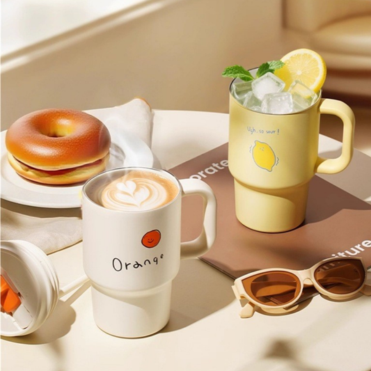 Premium Ceramic Steel Dual-Sip Insulated Cup - 680mL
