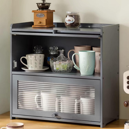 Double Layer Modern Acrylic Door Bamboo Storage Cabinet