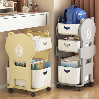 Multi-Purpose Kids Movable Toy Storage Organizer Cart with 360° Universal Caster Wheels