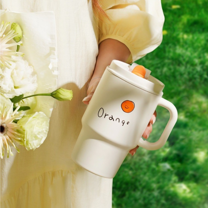 Premium Ceramic Steel Dual-Sip Insulated Cup - 680mL