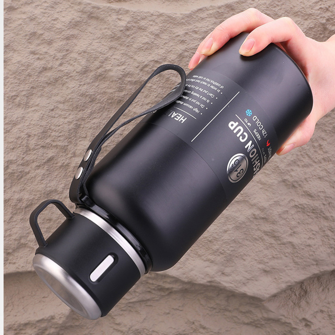 Premium Stainless Steel Thermo Vacuum Flask Bottle 800ML Insulated Cup (Black)