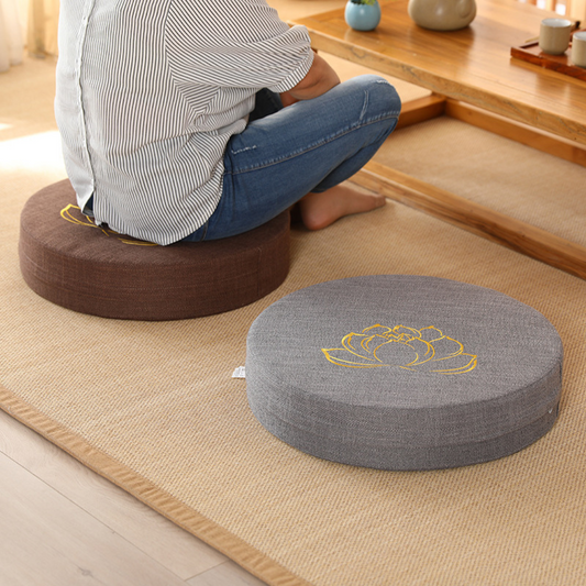 Premium Soft Round Linen Fabric Seat Cushion