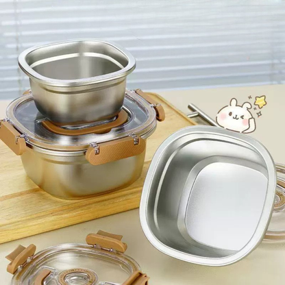 Stainless Steel Leak-Proof Locking Lids Food Storage Container Set with Timer (Set of 3)