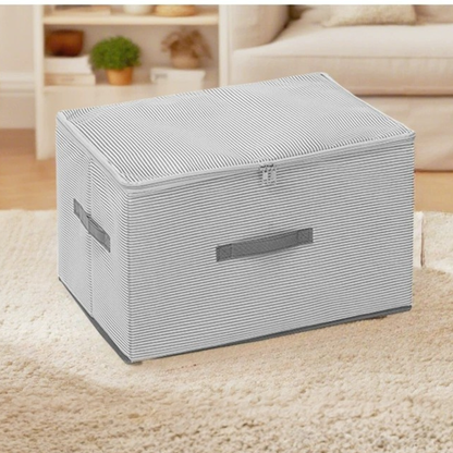 Multi-Purpose Foldable Covered Clothing Storage Box with Smooth Zipper & Reinforced Handles