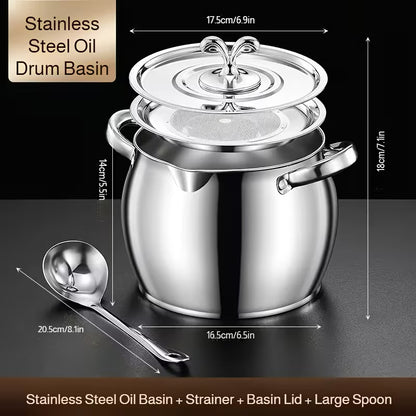 Premium Stainless Steel Oil Storage Pot with Filter 4 Litre