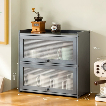 Double Layer Modern Acrylic Door Bamboo Storage Cabinet