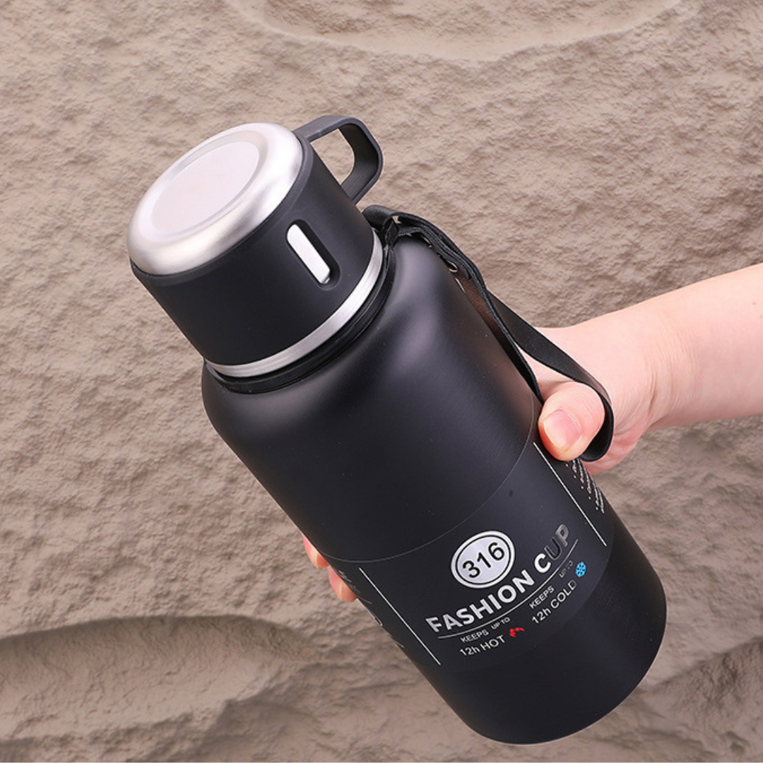 Premium Stainless Steel Thermo Vacuum Flask Bottle 800ML Insulated Cup (Black)