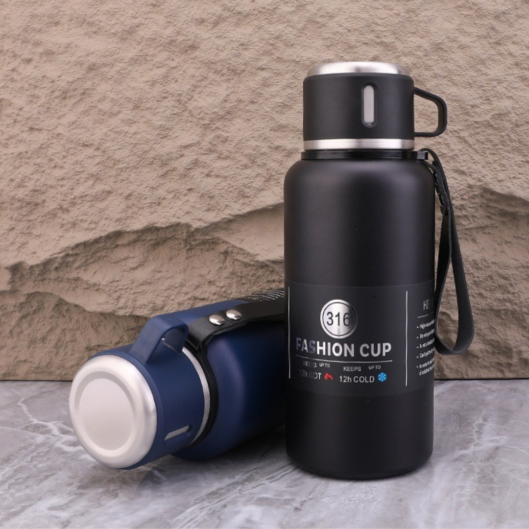 Premium Stainless Steel Thermo Vacuum Flask Bottle 800ML Insulated Cup (Black)
